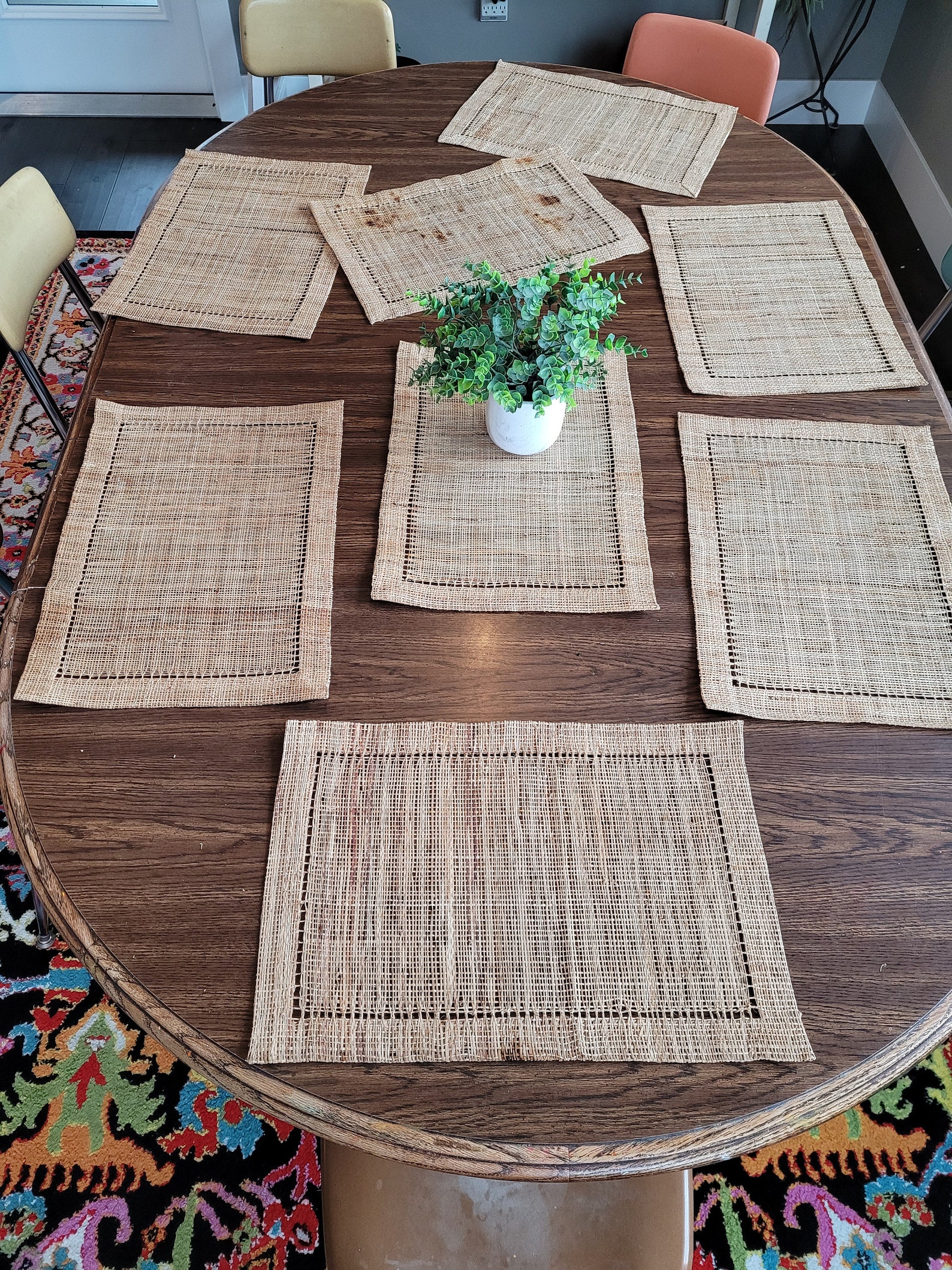 Vintage Woven Straw Placemats Set of 8 Etsy