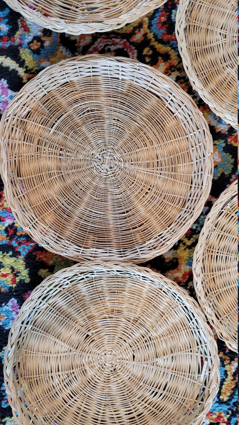Vintage Straw Wicker Paper Plate Holders Etsy