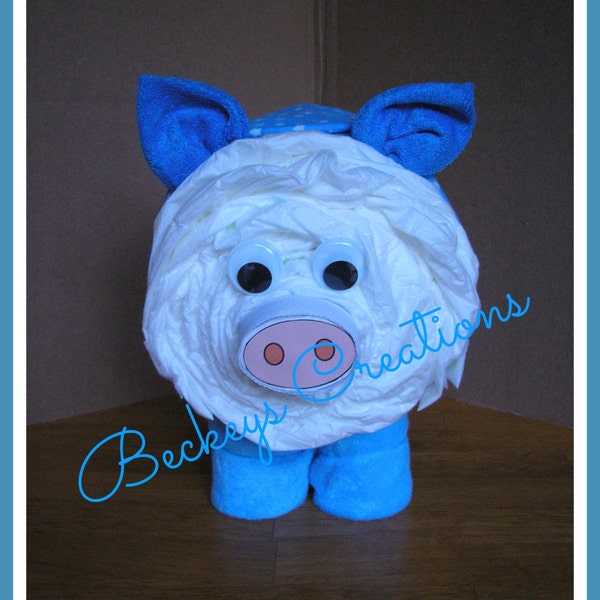 Diaper Pig - Diaper Cake - Boy Diaper Cake - Girl Diaper Cake - Baby Gift - Baby Shower