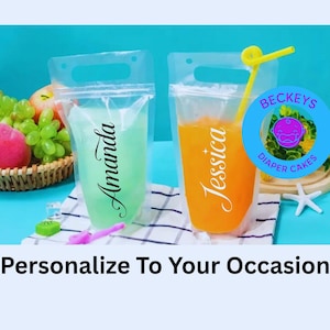 Personalized Drink Pouches with Straw: Reusable Party Favors