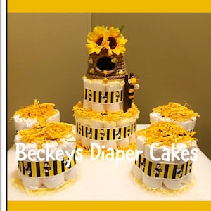 Gender Reveal Diaper Cake - Bumble Bee Diaper Cake - Gender Neutral Diaper Cake - What will Baby Bee
