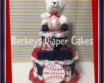 Tier Baseball Diaper Cake With Bear