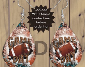 Football Game Day Teardrop Earrings: Sublimated MDF Sports Fan Jewelry