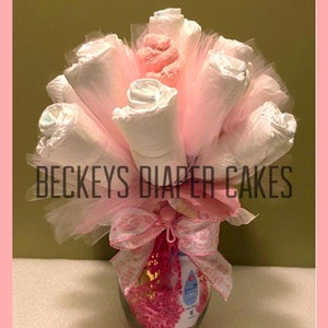 Diaper Vase Bouquet - Diaper Cake - Boy Diaper Cake - Girl Diaper Cake - Baby Gift - Baby Shower