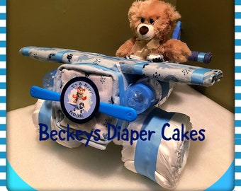 Airplane Diaper Cake, Diaper Airplane, Airplane Baby Cake, Airplane Baby Diaper Cake, Unique Diaper Cake, Diaper Cake, Gifts For Baby