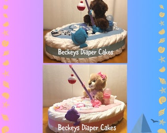 Diaper Boat - Diaper Fishing Boat - Fishing Diaper Boat - Fishing Boat - Fishing Boat Diaper Cake - Fishing Diaper Cake - Diaper Cake