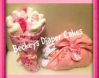 Diaper Baby & Washcloth Bouquet Gift Set