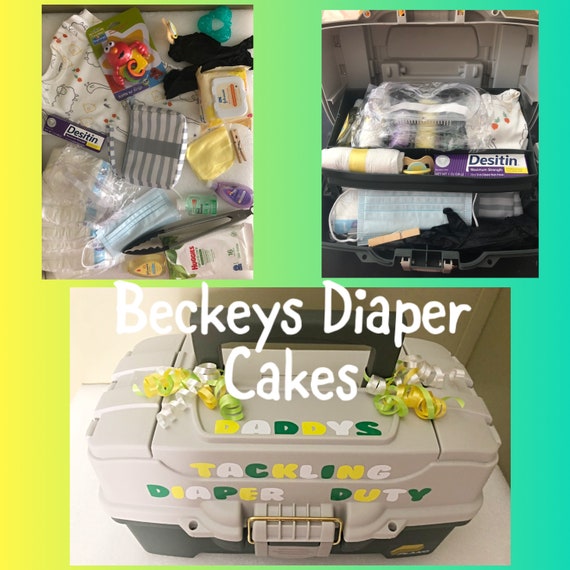 daddy diaper tackle box Daddys Tackling Diaper Duty - Diaper Cake - Boy Diaper Cake - Girl Diaper  Cake - Baby Gift - Baby Shower