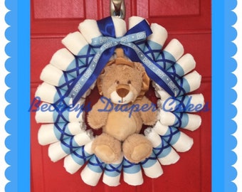 Diaper Wreath - Diaper Cake - Boy Diaper Cake - Girl Diaper Cake - Baby Gift - Baby Shower