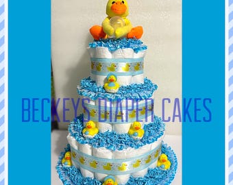 Duck Diaper Cake: 3-Tier Gender Neutral Baby Shower Centerpiece