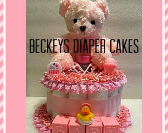 1 Tier Diaper Cake, Diaper Cake, Boy Diaper Cake, Girl Diaper Cake, Baby Gift, Baby Shower