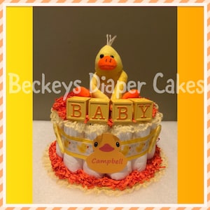 Duckies Diaper Cake - Ducky Diaper Cake - Duck Diaper Cake - Diaper Cake - Neutral Diaper Cake -