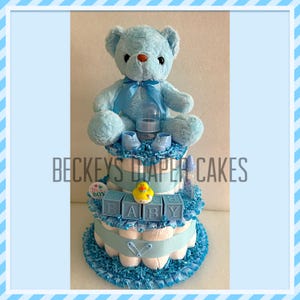 2 Tier Diaper Cake, Diaper Cake, Boy Diaper Cake, Girl Diaper Cake, Baby Gift, Baby Shower image 3
