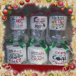 Christmas Toilet Paper Gag Gift: 6 Rolls with Funny Designs