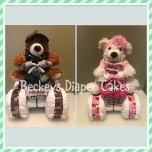 Four Wheeler Camo Diaper Quad / 4 Wheeler Camo Diaper Cake - Diaper Cake - Boy Diaper Cake - Girl Diaper Cake - Baby Gift - Baby Shower