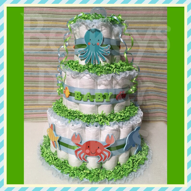 Under The Sea Diaper Cake Diaper Cake Boy Diaper Cake Etsy