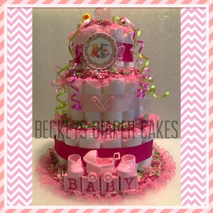 3 Tier Diaper Cake, Diaper Cake, Boy Diaper Cake, Girl Diaper Cake, Baby Gift, Baby Shower