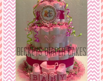 3 Tier Diaper Cake, Diaper Cake, Boy Diaper Cake, Girl Diaper Cake, Baby Gift, Baby Shower