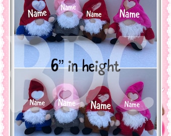 Personalized Gnomes for Valentines - Valentines Gnome - Personalized Valentine Gnome - Personalized Gnome - Personalized Valentine Gift