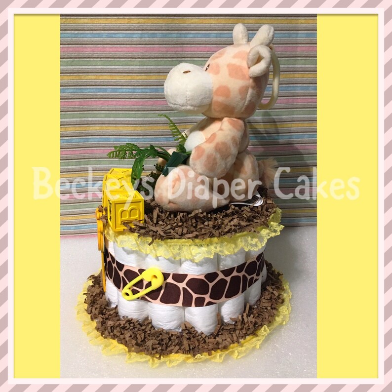 Giraffe Jungle Diaper Cake Diaper Cake Giraffe Diaper Cake Etsy
