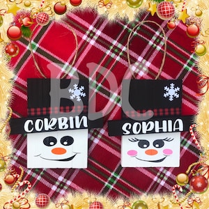 Personalized Rustic Wooden Snowman Ornament