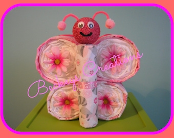 Papillon de couches - gâteau de couches - gâteau de couches garçon - gâteau de couches fille - cadeau de naissance - baby shower