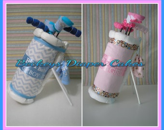 Golf Bag Diaper Cake - Diaper Cake - Boy Diaper Cake - Girl Diaper Cake - Baby Gift - Baby Shower