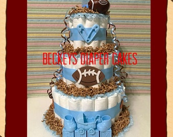 Football Diaper Cake - Sports Diaper Cake - Football Diaper Cakes - Football Theme Diaper Cake