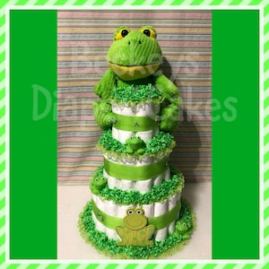 Frog Diaper Cake 3 Tier - Diaper Cake - Boy Diaper Cake - Girl Diaper Cake - Baby Gift - Baby Shower
