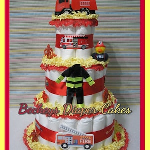 Fireman Diaper Cake - Diaper Cake - Boy Diaper Cake - Girl Diaper Cake - Baby Gift - Baby Shower