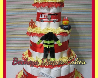 Fireman Diaper Cake - Diaper Cake - Boy Diaper Cake - Girl Diaper Cake - Baby Gift - Baby Shower
