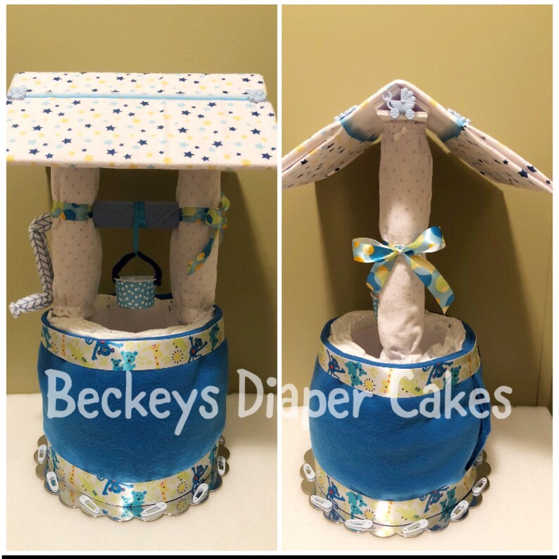 Wishing Well Diaper Cake Diaper Cake Boy Diaper Cake Etsy