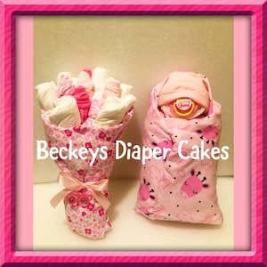Swaddle Diaper Baby and Diaper Bouquet - Washcloth Bouquet - Boy Diaper Cake - Girl Diaper Cake - Diaper Baby - Baby Diaper Cake
