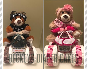 Four Wheeler Camo Diaper Quad / 4 Wheeler Camo Diaper Cake - Diaper Cake - Boy Diaper Cake - Girl Diaper Cake - Baby Gift - Baby Shower