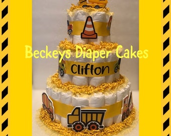 Construction Diaper Cake - Dump Truck Diaper Cake - Construction Theme - Diaper Cake - Boy Diaper Cake - Baby Gift - Baby Shower