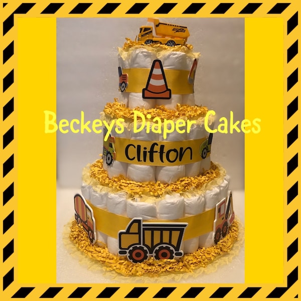 Construction Diaper Cake - Dump Truck Diaper Cake - Construction Theme - Diaper Cake - Boy Diaper Cake - Baby Gift - Baby Shower