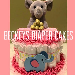 Diaper Cake - Elephant Diaper Cake - Boy Diaper Cake