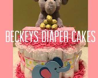 Diaper Cake - Elephant Diaper Cake - Boy Diaper Cake