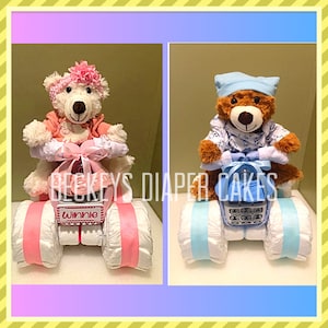 Four Wheeler Diaper Quad - 4 Wheeler Diaper Cake - Diaper Cake - Boy Diaper Cake - Girl Diaper Cake - Baby Gift - Baby Shower