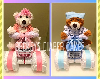 Four Wheeler Diaper Quad - 4 Wheeler Diaper Cake - Diaper Cake - Boy Diaper Cake - Girl Diaper Cake - Baby Gift - Baby Shower