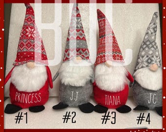 Personalized Gnome - Personalized Christmas Gnome - Gnome - Christmas Gnome - Rae Dunn Inspired Christmas Decoration - Personalized Gift