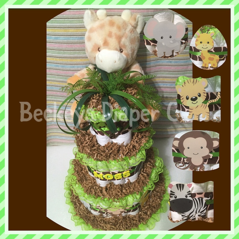 Jungle Diaper Cake Giraffe Jungle Diaper Cake Diaper Cake Etsy