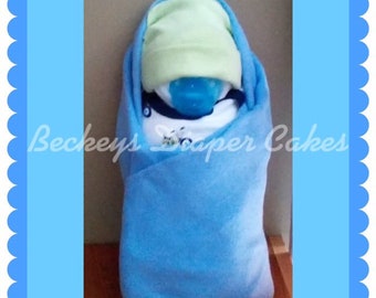 Diaper Swaddle Baby - Diaper Cake - Boy Diaper Cake - Girl Diaper Cake - Baby Gift - Baby Shower