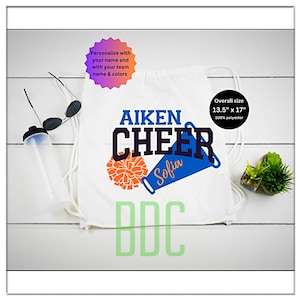 Personalized Cheerleader Drawstring Bag: Custom Team Colors
