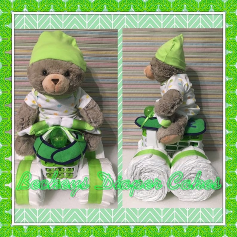 Four Wheeler Diaper Quad - 4 Wheeler Diaper Cake - Diaper Cake - Boy Diaper Cake - Girl Diaper Cake - Baby Gift - Baby Shower immagine 7