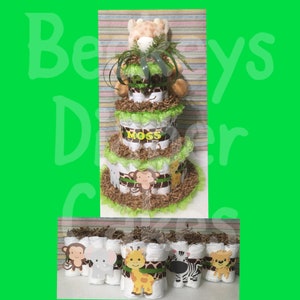 Jungle Diaper Cake Set Giraffe Diaper Cake Set Diaper Cake Etsy