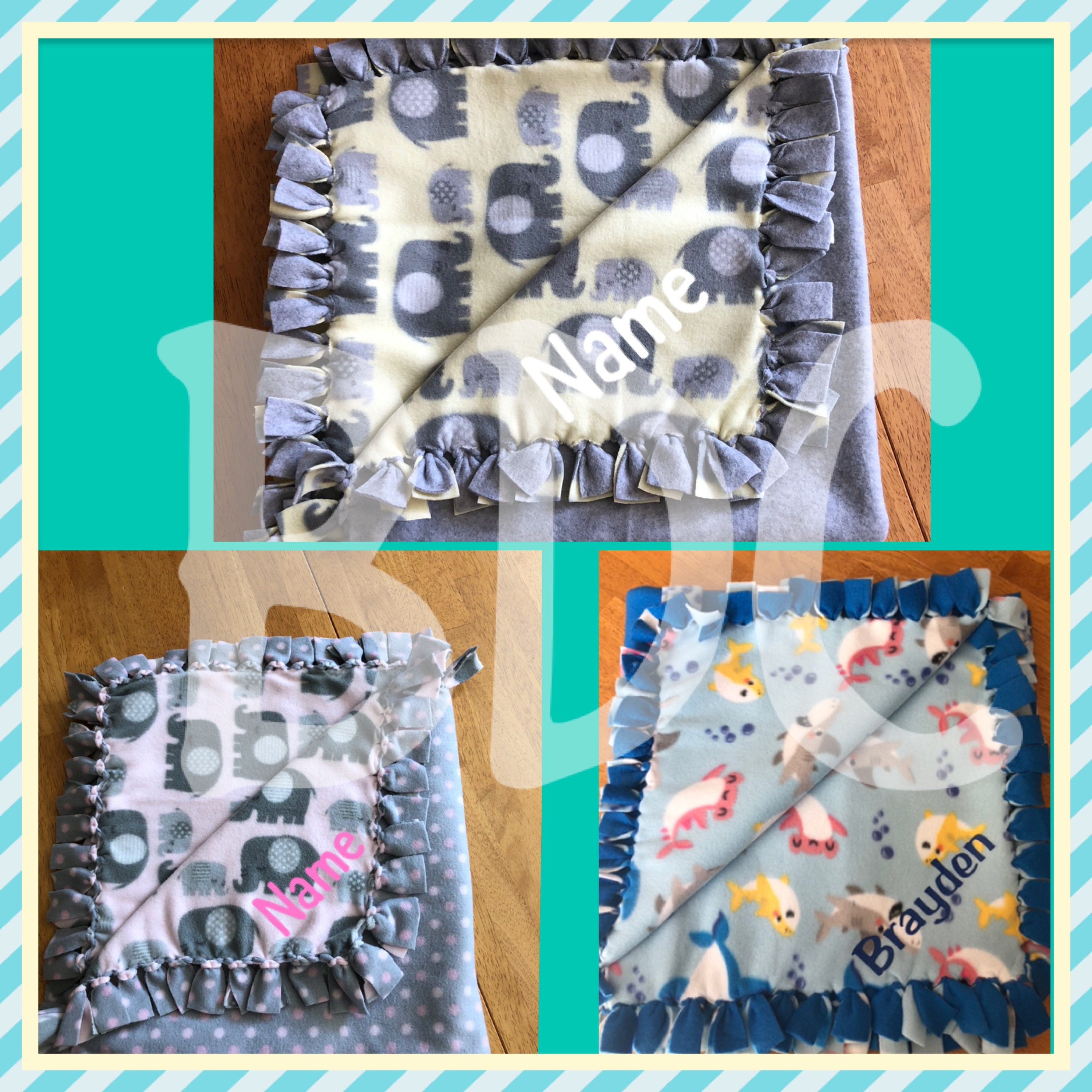 Personalized No Sew Fleece Baby Blanket No Sew Fleece Etsy