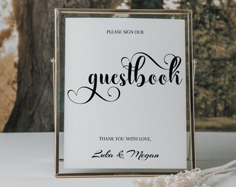 LUPINE Guest Book Sign Template, Minimalist Sign Our Guest Book, Minimal and Modern Wedding DIY Editable Template, 4x6, 5x7, 8x10