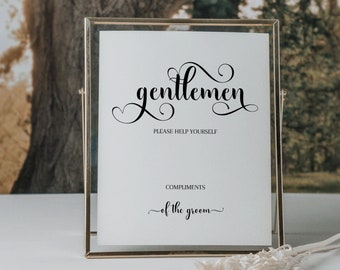LUPINE Help Yourself Template, Minimalist Gentlemen Sign, Modern Compliments of the Groom Wedding DIY Editable Template, 4x6, 5x7, 8x10