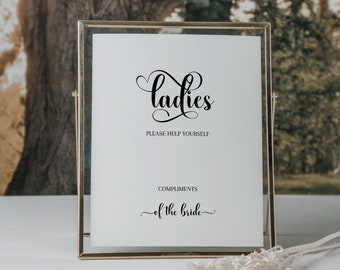 LUPINE Help Yourself Template, Minimalist Ladies Sign, Modern Compliments of the Bride Wedding DIY Editable Template, 4x6, 5x7, 8x10